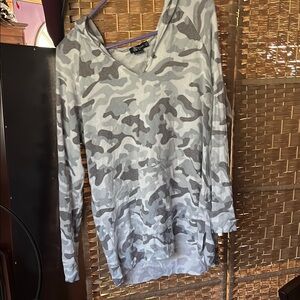Gray Camouflage Long Sleeve Hoodie